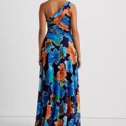 Lauren Ralph Lauren Women’s Multi Floral Georgette Navy One-Shoulder B4HP