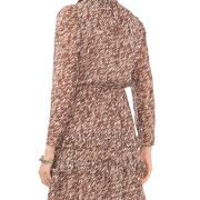 MSK Women’s Split-Neck Long-Sleeve Printed-Chiffon Dress Size L B4HP