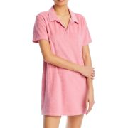 WAYF Women’s Polo Mini Terry Cloth Shirt Dress Pink Medium B4HP