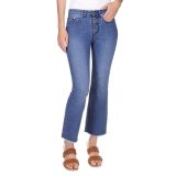 MICHAEL Michael Kors Womens Petites Blue Raw-Hem Denim Crop Button Fly Jean B4HP