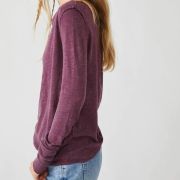 Free People Women’s Kimmi Long Sleeve Top Fig Jam Pullover Off Shoulder S B4HP