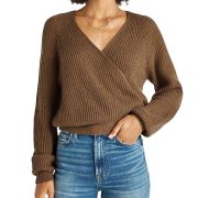 Splendid Women’s Adele Ribbed Knit Top Wrap Sweater L B4HP