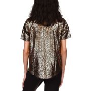 MICHAEL Michael Kors Petite Scatter Foil Logo Black Gold T-Shirt XL B4HP