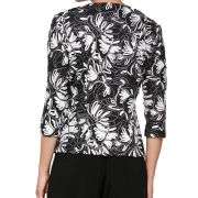 ALEX EVENINGS Women’s Embroidered Satin-Piped Jacket Black B4HP