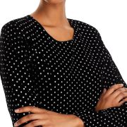 AQUA Metallic Dot Velvet Mini Party Dress Black B4HP