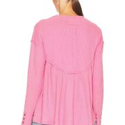 Free People Women’s Oh My Baby-Doll Waffle-Knit Top Pink Small B4HP