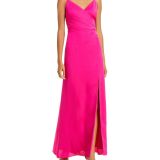 Aqua Women's Tie Back Split Hem Long Maxi Dress Gown B4HP