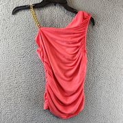 MICHAEL Michael Kors Women’s Ruched One Shoulder Chain Top Red L Defective B4HP