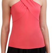 BCBGMAXAZRIA Women’s Fitted Bodycon Twist Knot Tank Top Pink Claret, Large B4HP