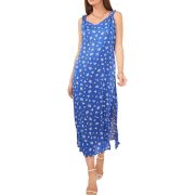 Vince Camuto Women’s Printed Ruched-Strap V-Neck Dress Blue S B4HP