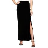 ALEX EVENINGS Side-Slit Velvet Maxi Skirt Black B4HP