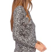 MICHAEL Michael Kors Women’s Printed Twist Keyhole Top (XS, Black/White) B4HP