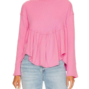 Free People Women’s Oh My Baby-Doll Waffle-Knit Top Pink Small B4HP