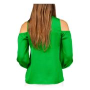 MICHAEL Michael Kors Women’s Satin Cold-Shoulder Top Green XS B4HP