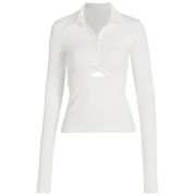 Helmut Lang Women’s Ribbed Knit Collar Button Detail Polo Top Shirt XXS B4HP