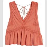 Lucky Brand Women’s Geo Lace Trim Tank Top L B4HP