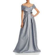 Teri Jon by Rickie Freeman Women’s Off Shoulder Metallic Jacquard Gown 12 B4HP