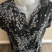 Michael Kors Women Plus Size Henley Floral Printed Short Sleeves T-Shirt Sz 0X