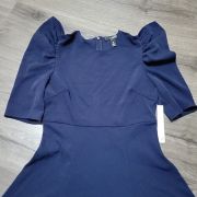 Aqua Women’s Puff Sleeve Short Fit & Flare Mini Dress Navy Small B4HP