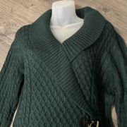 Calvin Klein Women’s Buckle-detail Shawl Collar Sweater Dress Dark Green XL B4HP