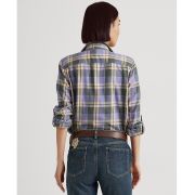 Lauren Ralph Lauren Women’s Purple Cotton Plaid Twill Shirt Small XS B4HP