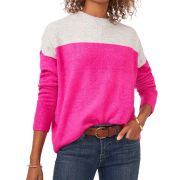 Vince Camuto Women’s Cozy Extended Shoulder Color Blocked Sweater Pink L B4HP