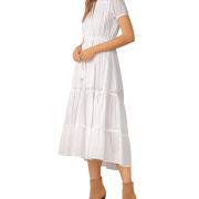 Elan Women’s Cotton Long Daytime Maxi Dress S White B4HP