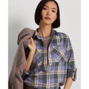 Lauren Ralph Lauren Women’s Purple Cotton Plaid Twill Shirt Small XS B4HP