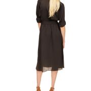 MICHAEL MICHAEL KORS Womens Black Distressed Button Top Sleeve Shirt Dress S