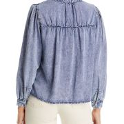 Rails Women’s Camille Tencel Ruffled Long Sleeve Button-Down Top Shirt S B4HP