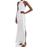 Aqua Women's Sequined Halter Split Hem Evening Dress Gown B4HP