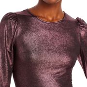 Aqua Women’s Metallic Ruched Long Sleeve Pullover Shine Top Shirt XS B4HP