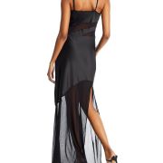 French Connection Women’s Black Satin Mesh Long Slip Dress Size 8 B4HP