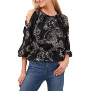 Vince Camuto Women’s Paisley-Print Open-Shoulder Elastic-Waist Blouse S B4HP