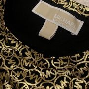 MICHAEL Michael Kors Petite Scatter Foil Logo Black Gold T-Shirt XL B4HP