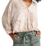 Splendid Women's Gustavia Tie-Dye Surplice Shirt Blouse Top B4HP