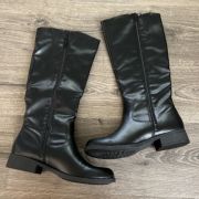 Style & Co Women’s Marliee Riding Boots Black Size 7.5M No Box Strap Cutoff B4HP