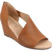 Journee Collection Women’s Aretha Perforated Wedges Brown Size 6.5M B4HP