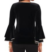 MSK Women’s Black Velvet Embellished Shirt Blouse Top XL B4HP