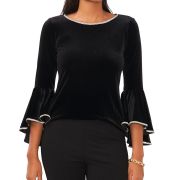 MSK Women’s Black Velvet Embellished Shirt Blouse Top XL B4HP