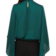 MSK Women’s Smocked Blouson Top Green S B4HP