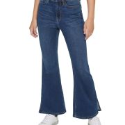 Calvin Klein Women’s High-Rise Flared Slit-Hem Jeans Blue B4HP