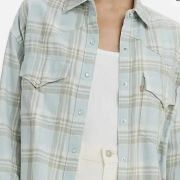 Levi’s Women’s Dylan Relaxed Western Shirt Kelsey Plaid Starlight Blue S B4HP