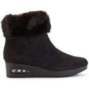 DKNY Women’s Abri Booties Sz 7 Wedge Faux Fur Ankle Boot Black B4HP