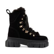 DKNY Women’s Black Combat & Lace-up Boots Faux Fur without Box Size 11 B4HP