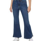 Calvin Klein Women's High-Rise Flared Slit-Hem Jeans Blue B4HP