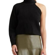 Leyden Women’s One-Sleeve Turtleneck Sweater Black B4HP