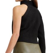 Leyden Women’s One-Sleeve Turtleneck Sweater Black B4HP