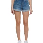 Calvin Klein Women’s High-Rise Wide-Cuff Denim Shorts Blue B4HP