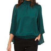 MSK Women’s Smocked Blouson Top Green S B4HP